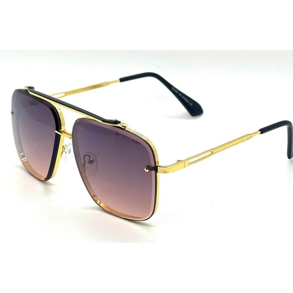 Sunglasses Men's Fashion Square Gold Frame Shades‎ Trendy Street Wear Lentes New